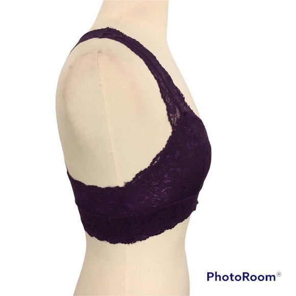 French Affair Purple Lace Racerback Bralette, size Medium - Picture 4 of 9